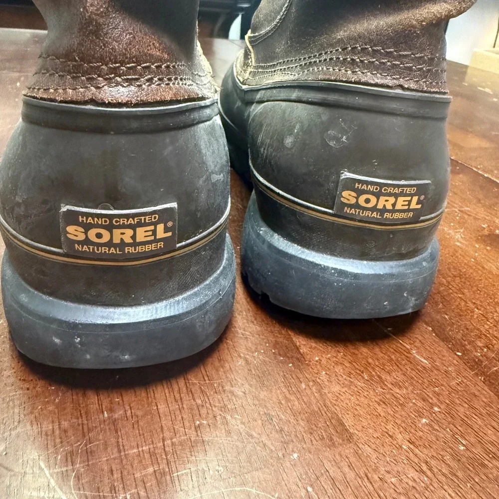 Sorel Kittson Pull-On Boots Mens Size 11 Brown Leather Waterproof Duck Boots